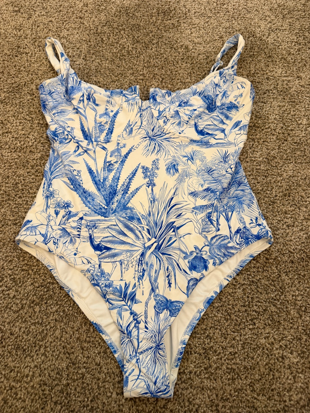 Melissa Odabash Blue and White Tropical Print One-Piece